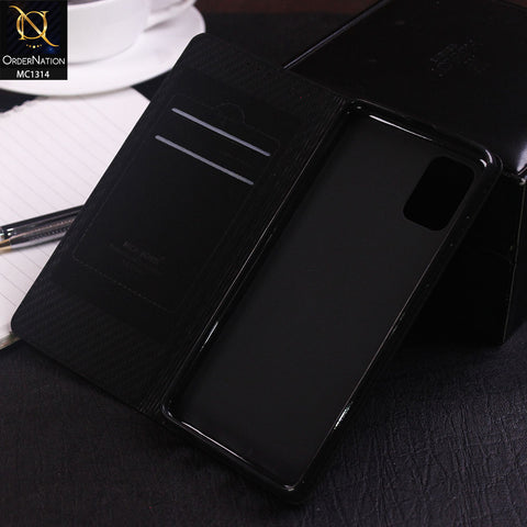 Samsung Galaxy A51 Cover - Black - Rich Boss Flip Book Soft Leather Texture Case