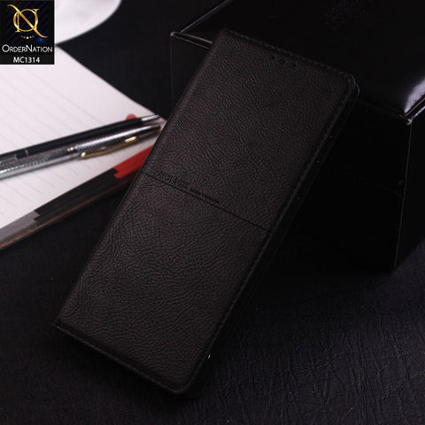 Samsung Galaxy A51 Cover - Black - Rich Boss Flip Book Soft Leather Texture Case