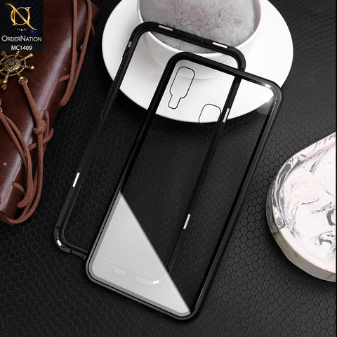 Samsung Galaxy M10s Cover - Black - Luxury HQ Magnetic Back Glass Case - No Glass On Screen Side