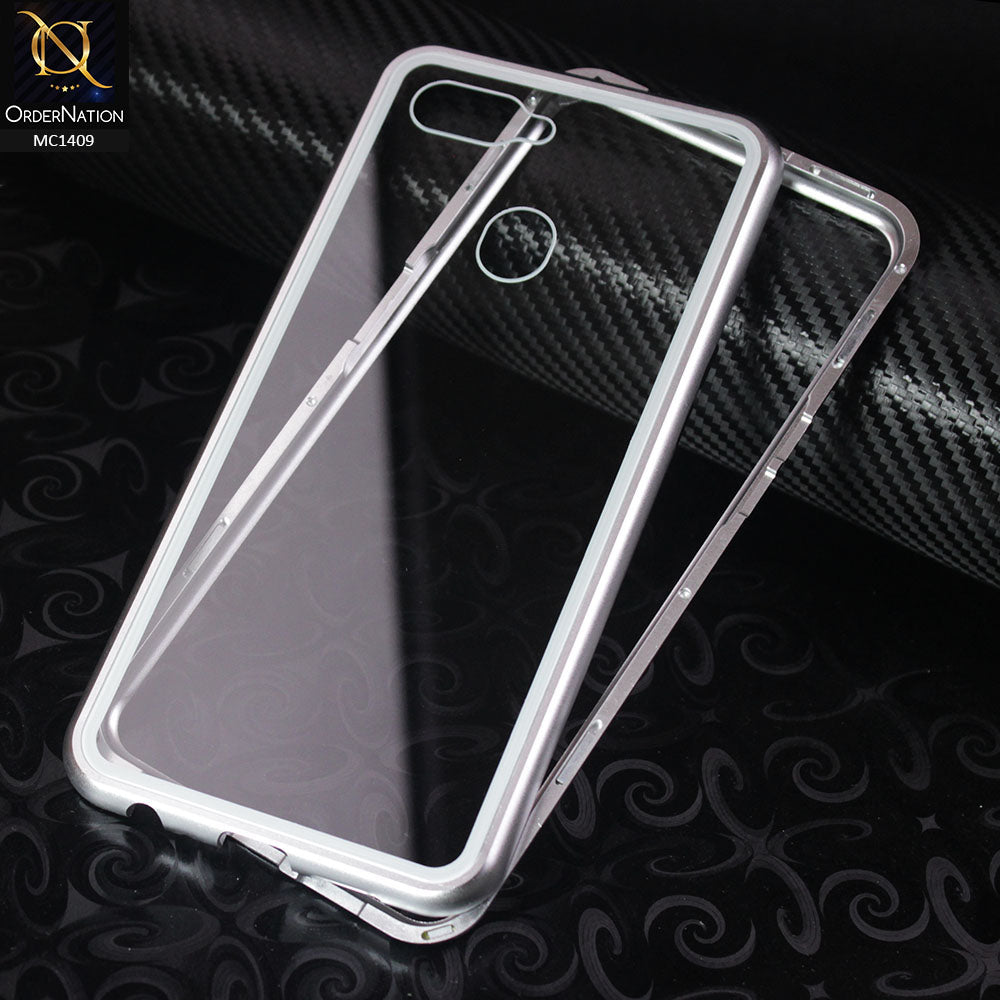 Realme 2 Pro Cover - Silver - Luxury HQ Magnetic Back Glass Case - No Glass On Screen Side
