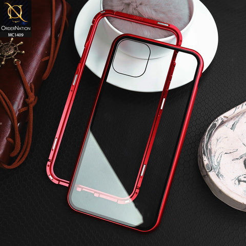 iPhone 11 Cover - Red - Luxury HQ Magnetic Back Glass Case For - No Glass On Screen Side