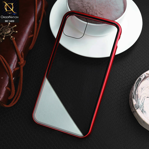 iPhone 11 Cover - Red - Luxury HQ Magnetic Back Glass Case For - No Glass On Screen Side