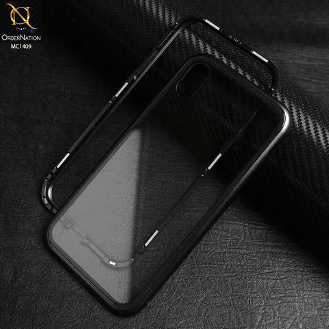 iPhone XR Cover - Black - Luxury HQ Magnetic Back Glass Case - No Glass on Screen Side