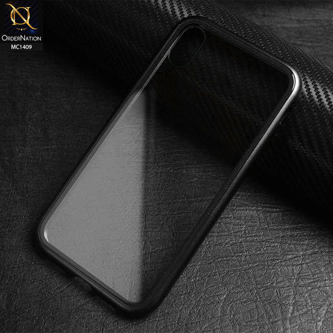 iPhone XR Cover - Black - Luxury HQ Magnetic Back Glass Case - No Glass on Screen Side