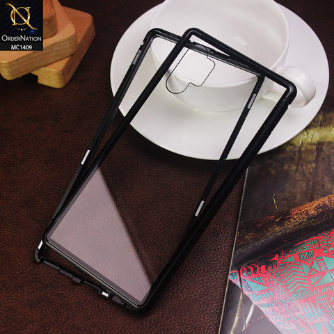 Samsung Galaxy Note 10 Plus Cover - Black - Luxury HQ Magnetic Back Glass Case No Glass On Screen Side