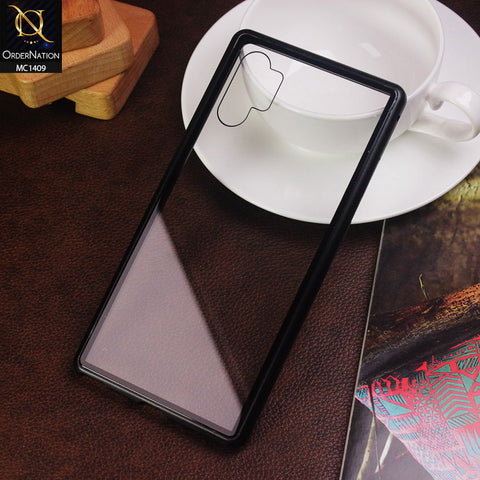 Samsung Galaxy Note 10 Plus Cover - Black - Luxury HQ Magnetic Back Glass Case No Glass On Screen Side