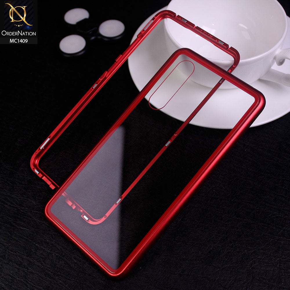Huawei P30 Cover - Red - Luxury HQ Magnetic Back Glass Case - No Glass On Screen Side