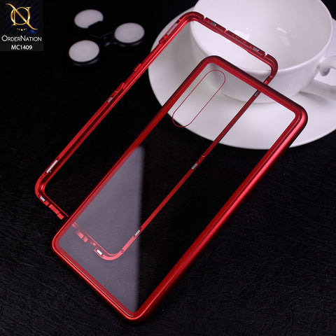 Huawei P30 Cover - Red - Luxury HQ Magnetic Back Glass Case - No Glass On Screen Side