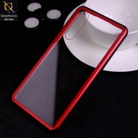 Huawei P30 Cover - Red - Luxury HQ Magnetic Back Glass Case - No Glass On Screen Side