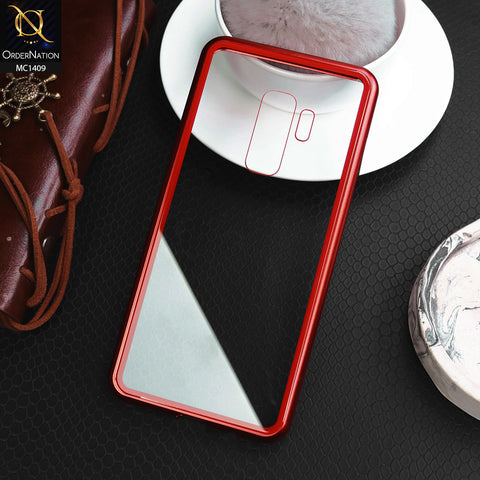 Samsung Galaxy S9 Plus Cover - Red - Luxury HQ Magnetic Back Glass Case - No Glass On Screen Side