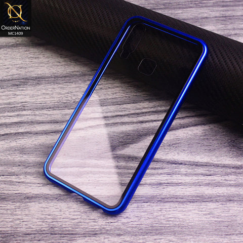 Vivo Y12 Cover - Blue - Luxury HQ Magnetic Back Glass Case No Glass On Screen Side