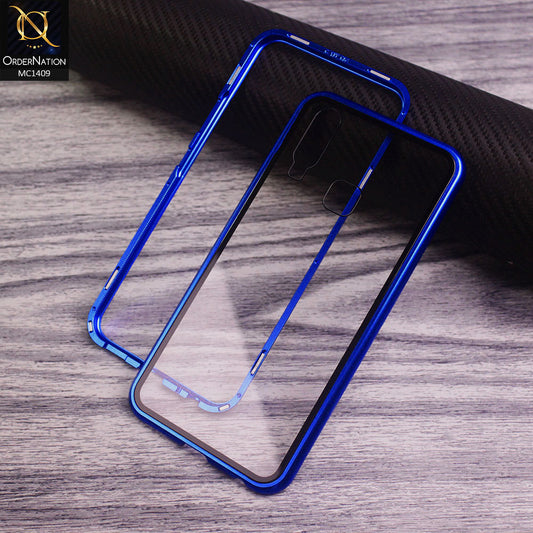 Vivo Y17 Cover - Blue - Luxury HQ Magnetic Back Glass Case No Glass On Screen Side