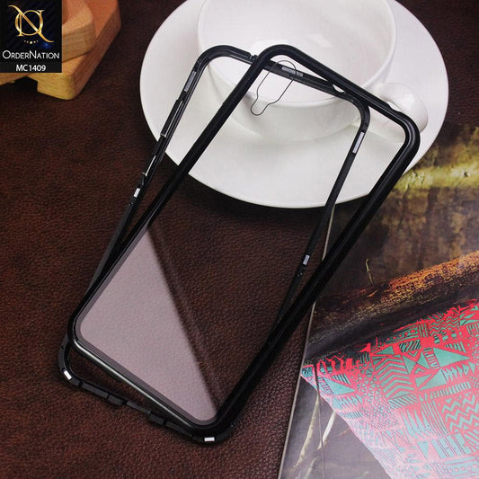 Huawei Y7 Prime 2019 / Y7 2019 / Y7 Pro 2019 Cover (Without Finger Print Sensor Hole) - Black - Luxury HQ Magnetic Back Glass Case - No Glass On Screen Side