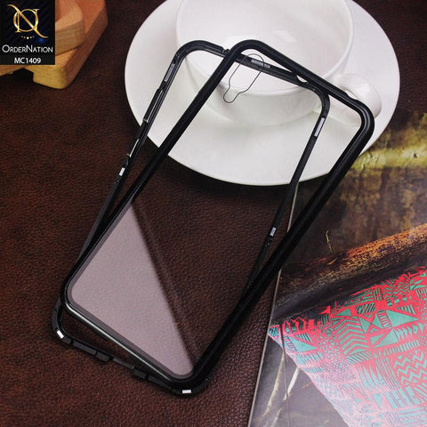 Huawei Y7 Prime 2019 / Y7 2019 / Y7 Pro 2019 Cover (Without Finger Print Sensor Hole) - Black - Luxury HQ Magnetic Back Glass Case - No Glass On Screen Side