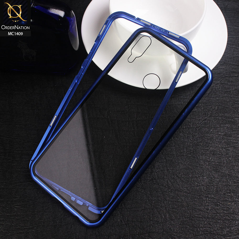 Huawei Y9 2019 Cover - Blue - Luxury HQ Magnetic Back Glass Case No Glass On Screen Side