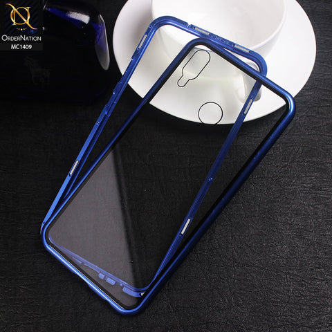 Huawei Y9 2019 Cover - Blue - Luxury HQ Magnetic Back Glass Case No Glass On Screen Side