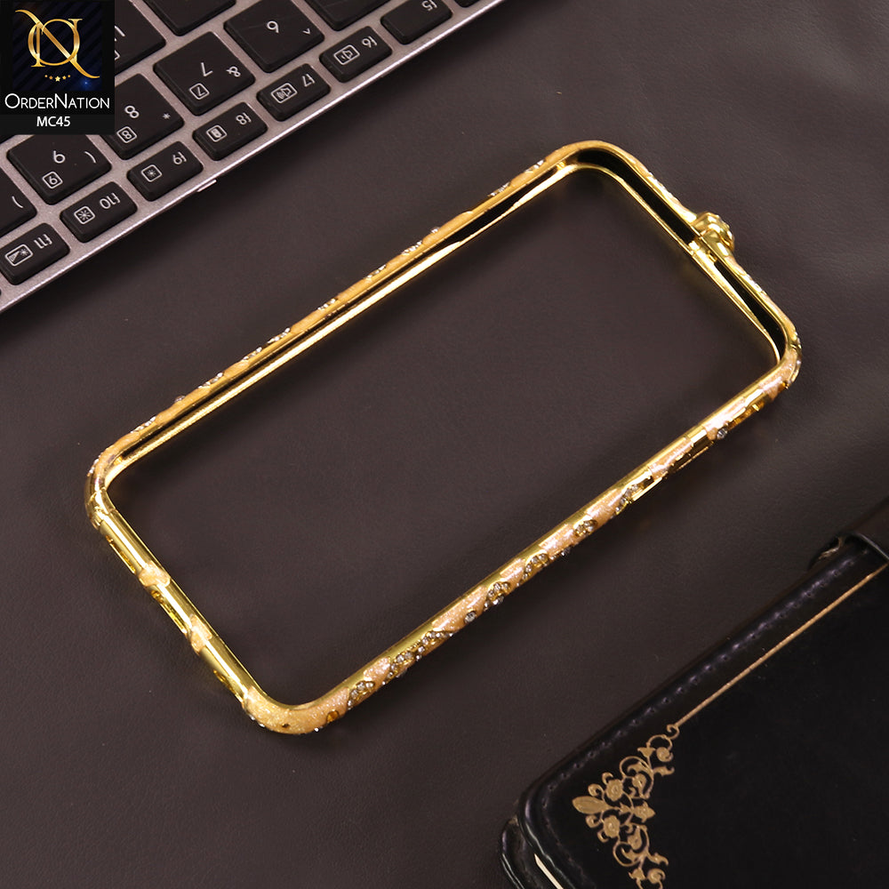 iPhone 6s Plus / 6 Plus Cover - Golden -  Bling Diamond Rhinestone Crystal Metal Bumper Frame Edge