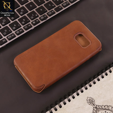 Samsung Galaxy S7 Cover - Brown - G-Case PU Leather Wallet Luxury Case