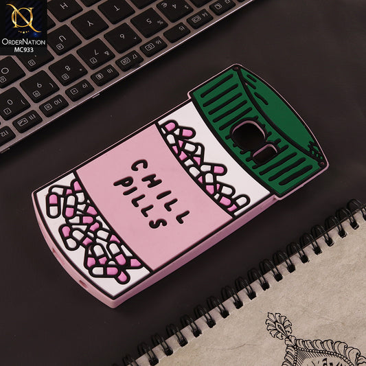 Samsung Galaxy S6 Edge Cover - Pink - Funny 3D Cartoon Chill Pills Capsule Bottle Shaped Soft Silicone Full Protection Shockproof Cases Cover