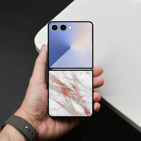 Samsung Galaxy Z Flip 8 Cover - White Marble Series - HQ Premium Shine Durable Shatterproof Case