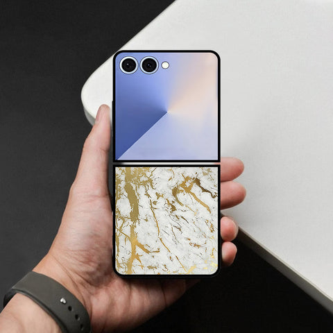 Samsung Galaxy Z Flip 8 Cover - White Marble Series - HQ Premium Shine Durable Shatterproof Case