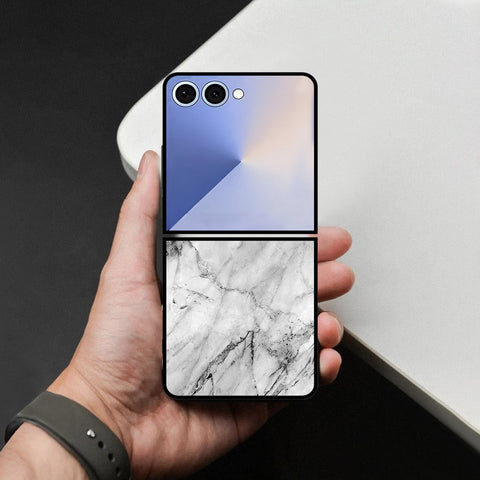 Samsung Galaxy Z Flip 8 Cover - White Marble Series - HQ Premium Shine Durable Shatterproof Case