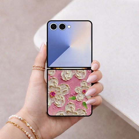 Samsung Galaxy Z Flip 7 Cover - Floral Series - Design 5 - Pink & White - HQ Premium Shine Durable Shatterproof Case