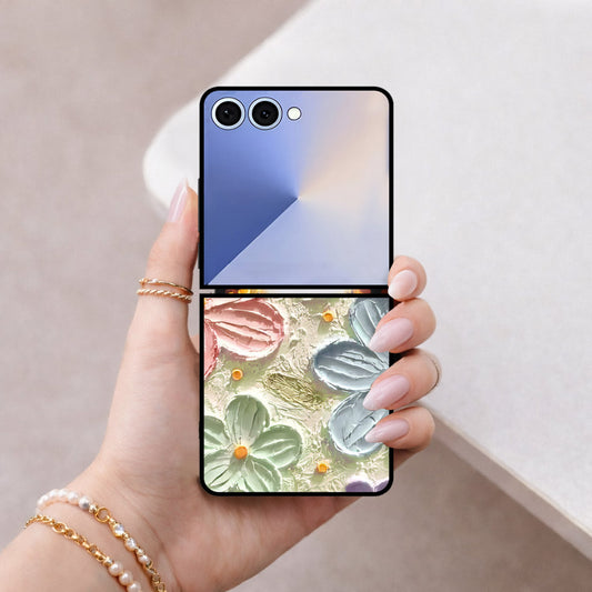 Samsung Galaxy Z Flip 7 Cover - Floral Series - Design 15 - Blue & Green - HQ Premium Shine Durable Shatterproof Case