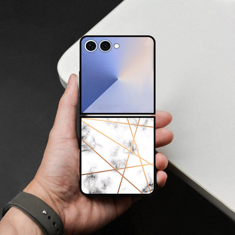 Samsung Galaxy Z Flip 8 Cover - White Marble Series 2 - HQ Premium Shine Durable Shatterproof Case
