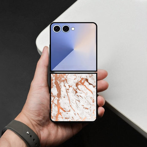 Samsung Galaxy Z Flip 8 Cover - White Marble Series 2 - HQ Premium Shine Durable Shatterproof Case