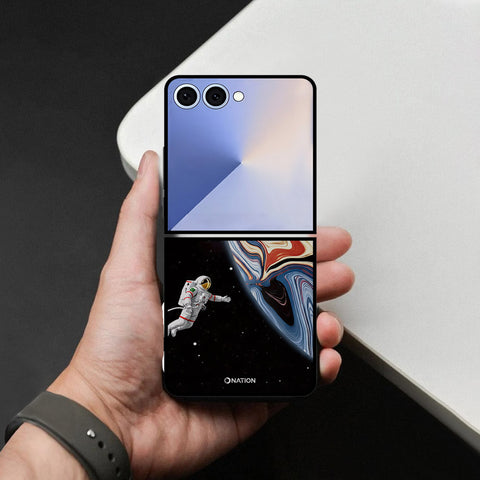Samsung Galaxy Z Flip 7 Cover - Cosmic Marble Astronaut Design - HQ Premium Shine Durable Shatterproof Case