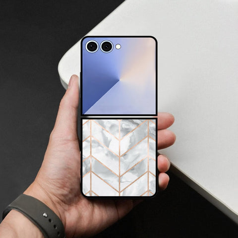 Samsung Galaxy Z Flip 8 Cover - White Marble Series 2 - HQ Premium Shine Durable Shatterproof Case