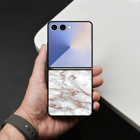 Samsung Galaxy Z Flip 8 Cover - White Marble Series 2 - HQ Premium Shine Durable Shatterproof Case