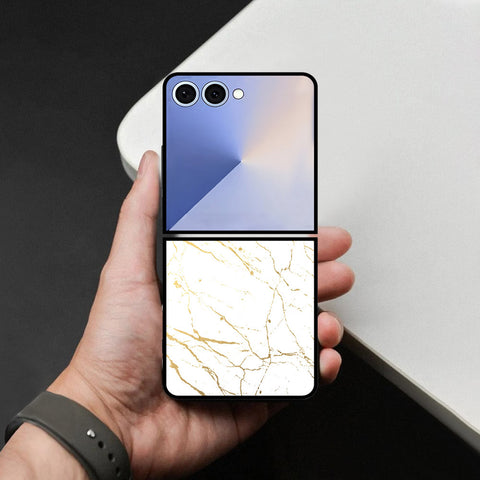 Samsung Galaxy Z Flip 8 Cover - White Marble Series 2 - HQ Premium Shine Durable Shatterproof Case