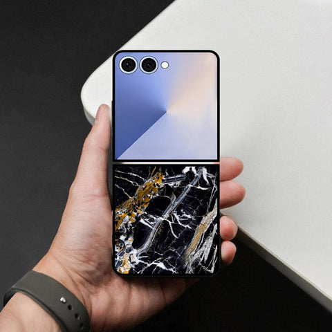 Samsung Galaxy Z Flip 8 Cover - Black Marble Series - HQ Premium Shine Durable Shatterproof Case