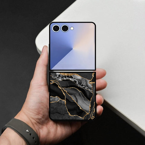Samsung Galaxy Z Flip 8 Cover - Black Marble Series - HQ Premium Shine Durable Shatterproof Case