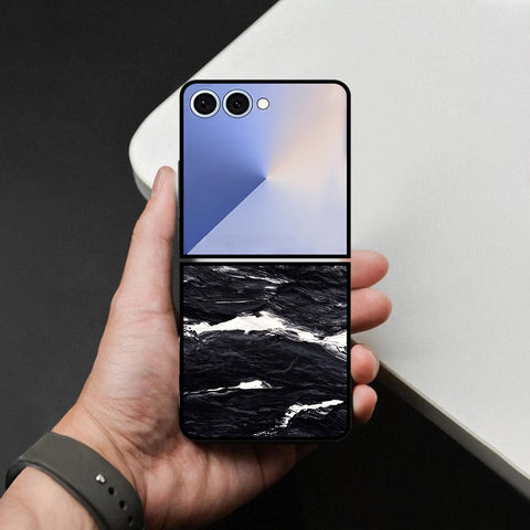 Samsung Galaxy Z Flip 8 Cover - Black Marble Series - HQ Premium Shine Durable Shatterproof Case