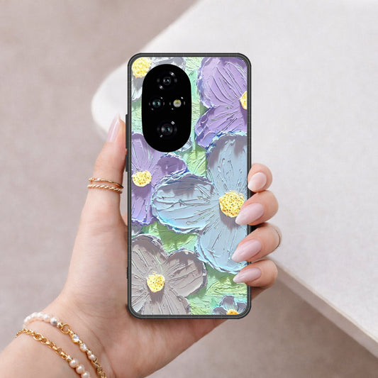 Honor 200 Pro Cover - Floral Series - Design 1 - Purple & Aqua - HQ Premium Shine Durable Shatterproof Case