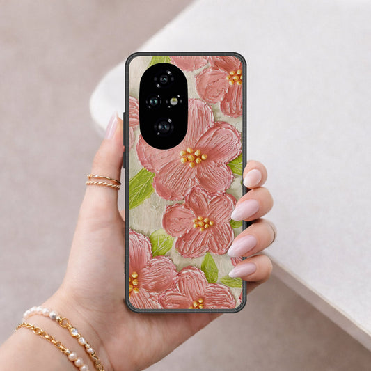 Honor 200 Cover - Floral Series - Design 9 - Pink & Green - HQ Premium Shine Durable Shatterproof Case