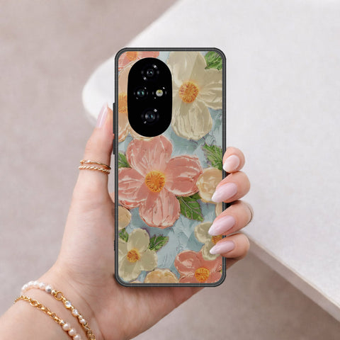 Honor 200 Pro Cover - Floral Series - Design 16 - Cyan & Pink - HQ Premium Shine Durable Shatterproof Case