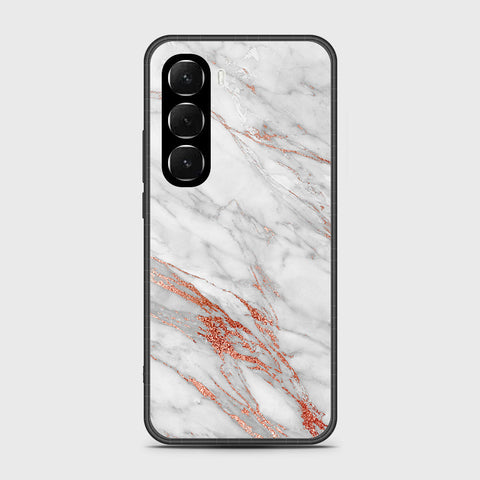 Infinix Hot 60i 4G - White Marble Series - HQ Ultra Shine Premium Infinity Glass Soft Silicon Borders Case