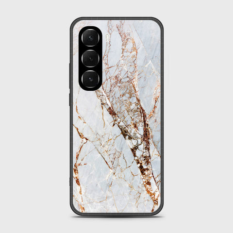 Infinix Hot 60i 4G - White Marble Series - HQ Ultra Shine Premium Infinity Glass Soft Silicon Borders Case