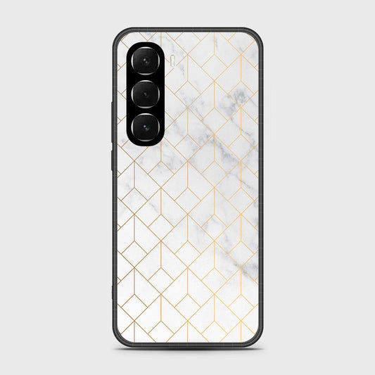 Infinix Hot 60i 4G - White Marble Series 2 - HQ Ultra Shine Premium Infinity Glass Soft Silicon Borders Case