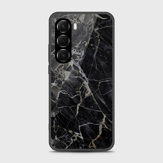 Infinix Hot 60 - Black Marble Series - HQ Ultra Shine Premium Infinity Glass Soft Silicon Borders Case