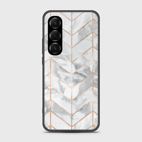 Infinix Hot 60 - White Marble Series 2 - HQ Ultra Shine Premium Infinity Glass Soft Silicon Borders Case