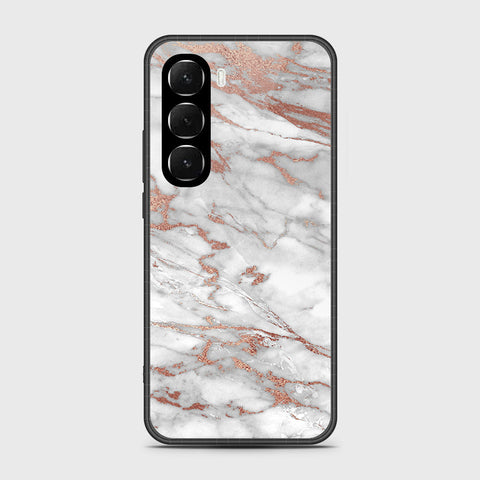 Infinix Hot 60i 4G - White Marble Series 2 - HQ Ultra Shine Premium Infinity Glass Soft Silicon Borders Case