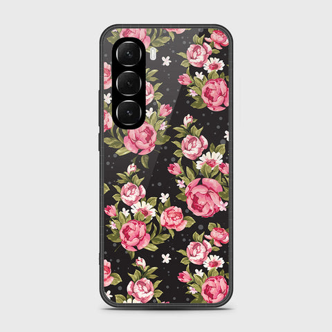Infinix Hot 60i 4G - Floral Series - HQ Ultra Shine Premium Infinity Glass Soft Silicon Borders Case
