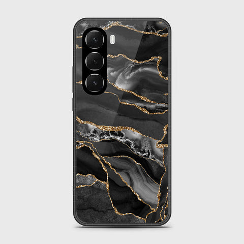Infinix Hot 60 - Black Marble Series - HQ Ultra Shine Premium Infinity Glass Soft Silicon Borders Case