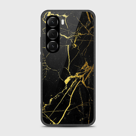 Infinix Hot 60 - Black Marble Series - HQ Ultra Shine Premium Infinity Glass Soft Silicon Borders Case
