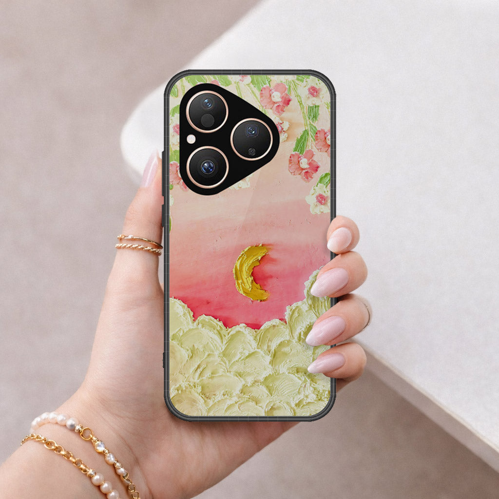 Huawei Pura 80 Cover - Floral Series - Design 7 - Pink & Yellow - HQ Premium Shine Durable Shatterproof Case